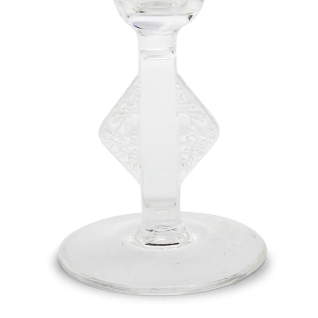 Antique Art Deco René Lalique Saverne Cocktail Wine Stems c.1924. Signed, R. Lalique, France.