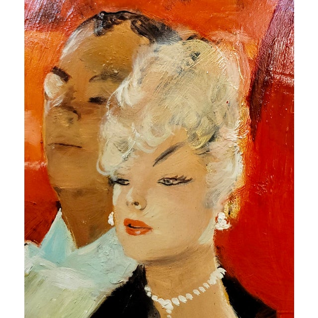 Jean Gabriel Domergue -Elegant Couple at the Opera-1950s Oil Painting For Sale In Los Angeles - Image 6 of 9