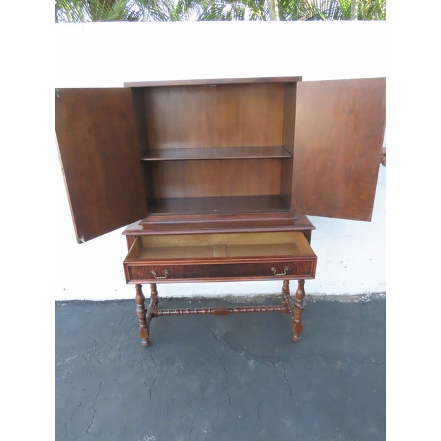 Chippendale Early 1920s Tall China Cabinet Cupboard With Brass Accent 6453 For Sale - Image 10 of 18