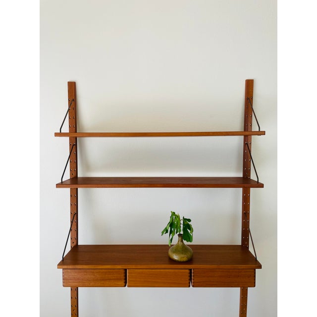 Sven Ellekaer Vintage 1960s Danish Modern Teak Wood Omnibus Wall Shelving Unit by Sven Ellekaer For Sale - Image 4 of 15