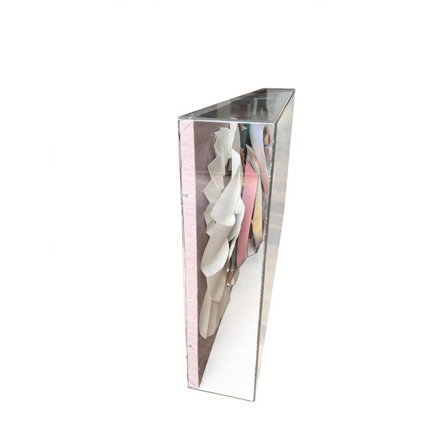 Vintage 1980s Postmodern Don Bowman Incased Lucite Acrylic Paper Wall Art Sculpture Signed Mid Century Modern For Sale - Image 11 of 12