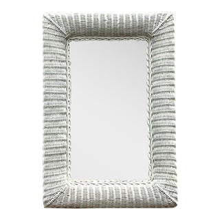 Vintage Coastal Woven Rattan Mirror For Sale