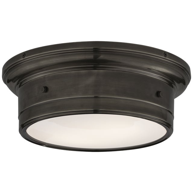 Visual Comfort Visual Comfort Signature Siena Small Flush Mount in Bronze with White Glass For Sale - Image 4 of 5