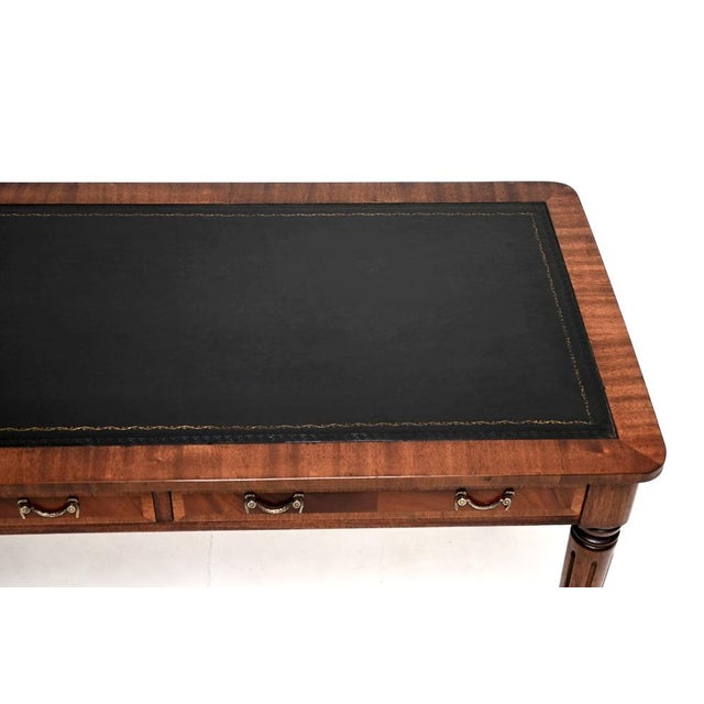 Wood Antique Georgian Leather Top Writing Table, 1950s For Sale - Image 7 of 11