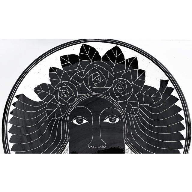 Abstract Vintage Curras Brothers Hand-Painted Pottery Charger, Signed, 5 Faces Available For Sale - Image 3 of 7