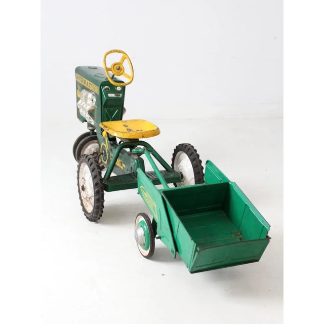 Metal Vintage Murray Push Pedal Tractor With Cart For Sale - Image 7 of 13