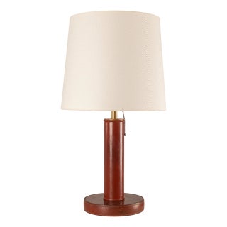Bordeaux Leather Table Lamp attributed to Paul Dupré-Lafon for Hermès, France, 1940 For Sale