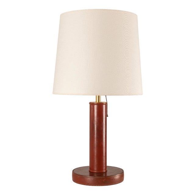 Bordeaux Leather Table Lamp attributed to Paul Dupré-Lafon for Hermès, France, 1940 For Sale