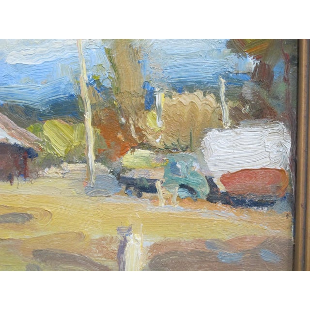Eric Jacobsen Plein Air Hay Barn Farmhouse Landscape Gilt Frame Oil Painting For Sale - Image 4 of 6
