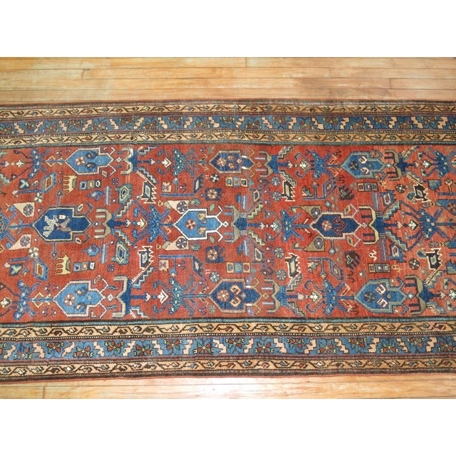 Salmon Early 20th Century Rust Salmon Persian Runner - 3'11" x 12'5" For Sale - Image 8 of 9