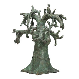 TM, Baobab Tree Sculpture with Birds, 1980s, Bronze For Sale