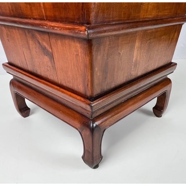 Wood Vintage Ming-Style Carved Hardwood Ice Chest Style Storage Box End Table on Stand For Sale - Image 7 of 11