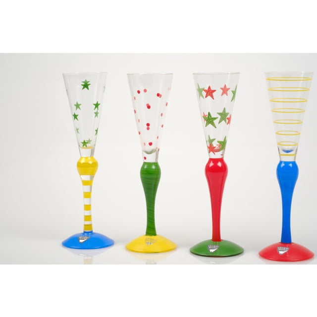 Orrefors Postmodern Clown Shot Glasses by Anne Nilsson for Orrefors, 1990s, Set of 5 For Sale - Image 4 of 10