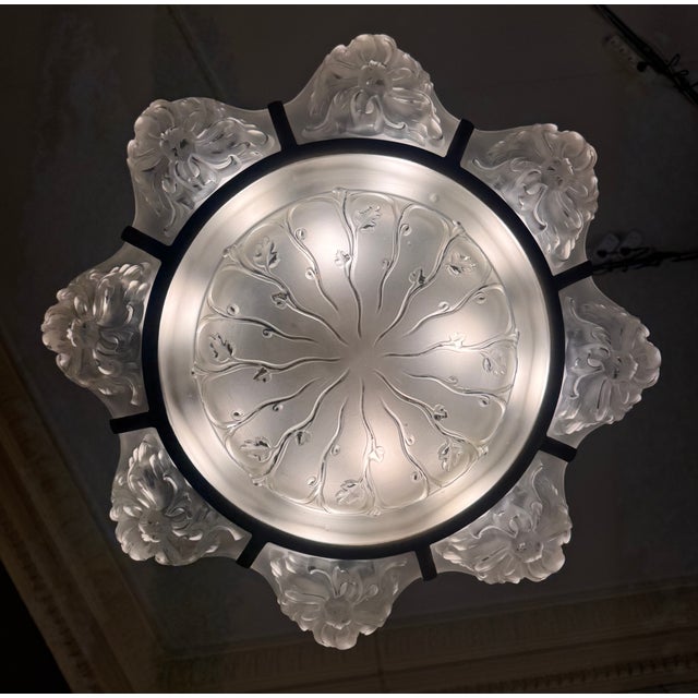 1920s Art Deco Chandelier with Eight Panels from Sabino Paris, 1925 For Sale - Image 5 of 18