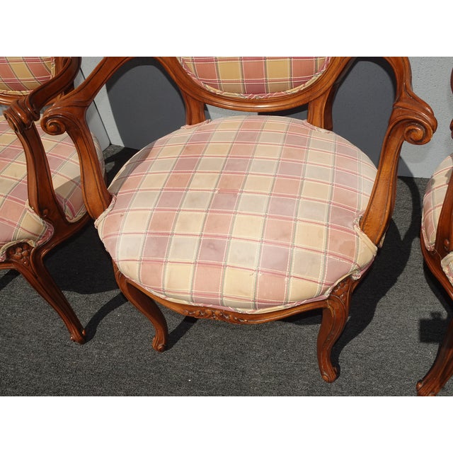 Wood Pair of Vintage Karges French Style Plaid Side Chairs 2of2 For Sale - Image 7 of 12