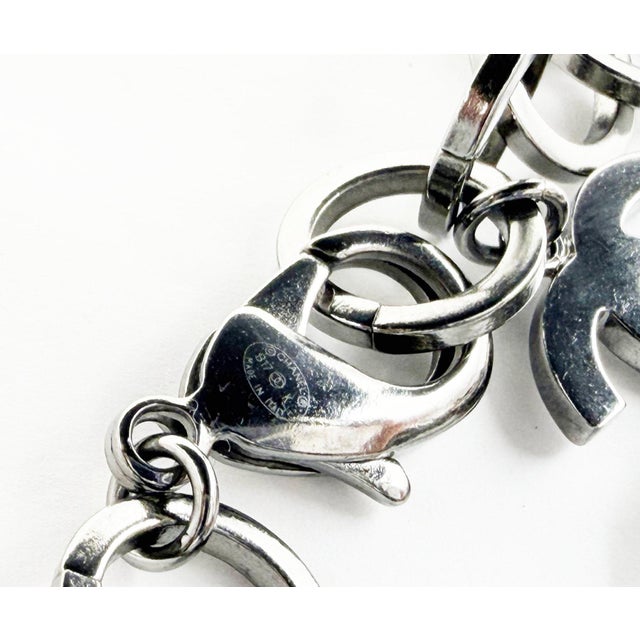 Chanel Chanel Silver CC Large Star Moon Pastel Crystal Chain Necklace For Sale - Image 4 of 5
