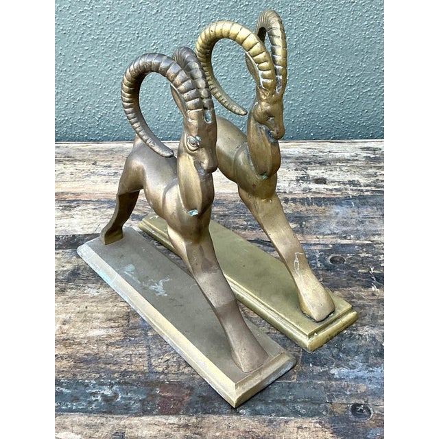 Vintage Brass Ram Bookends - Set of 2 For Sale - Image 10 of 12