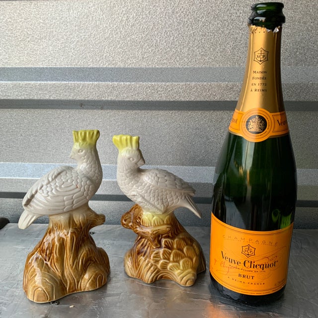 White 1990s Brazilian Colorful Ceramic Bird Figurines- a Pair For Sale - Image 8 of 9