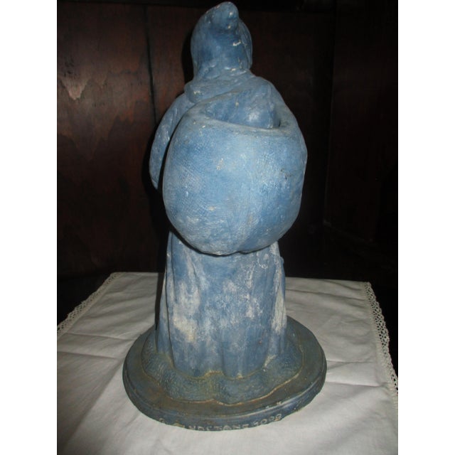 Traditional Vintage 1988 Sandstone Concrete Power Blue Father Christmas With Sack For Sale - Image 3 of 6
