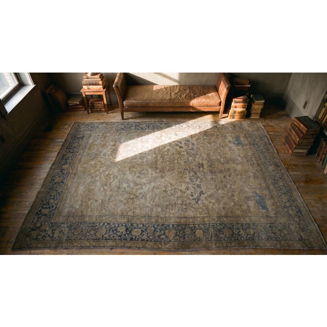 Beautiful Gray Background Color With a Foliate Pattern Antique Persian Mohtasham Kashan Rug For Sale - Image 14 of 15