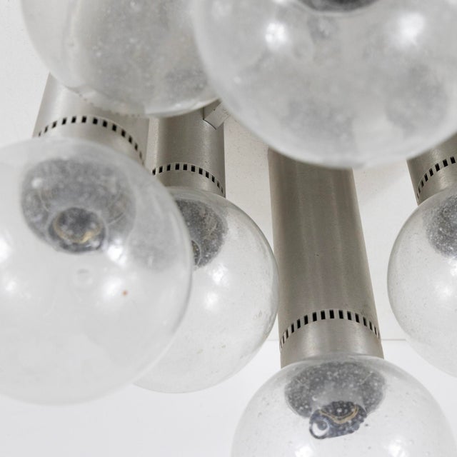 Metal Ceiling Chandelier in Metal and Glass, Italy, 1970s For Sale - Image 7 of 10