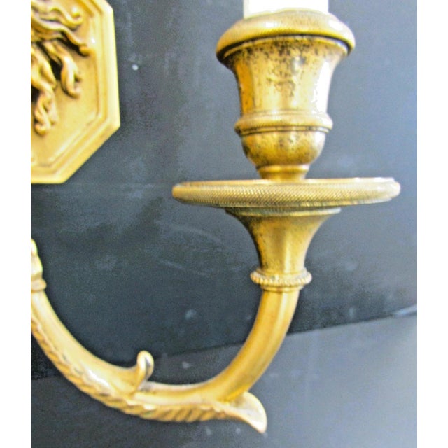 Bronze Pair French Empire Wall Sconces Bronze Arrow Medusa and Shades Late 19th Century For Sale - Image 8 of 18