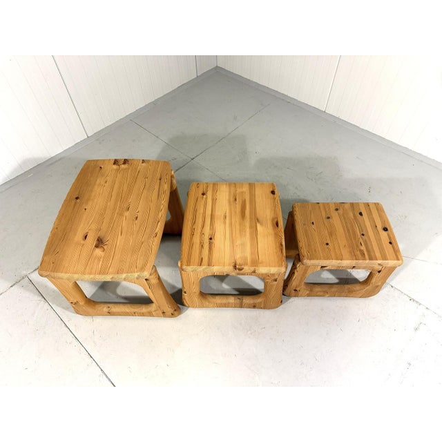 Pine Nesting Tables in the style of Rainer Daumiller, 1970s, Set of 3 For Sale - Image 14 of 18