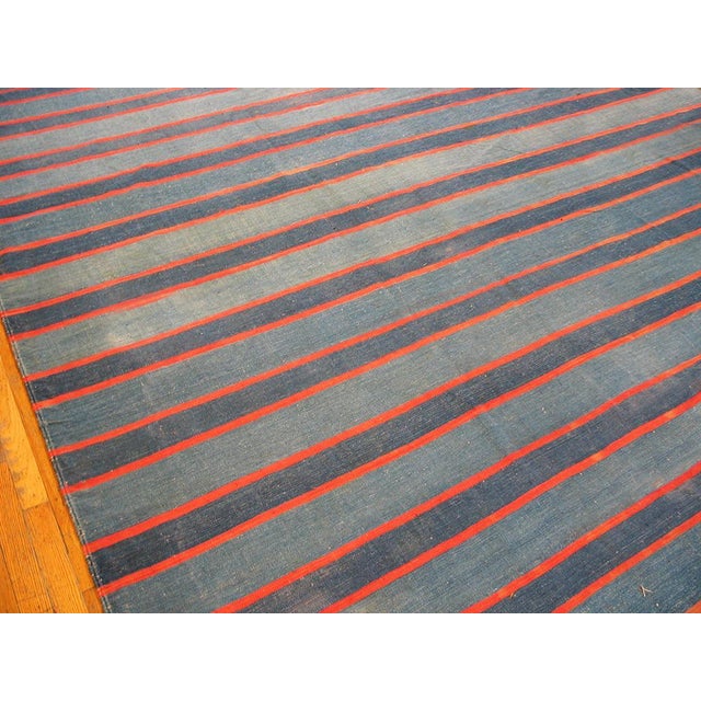 Antique Dhurrie Oversized Large Oversized Big Rug Wool Blue, Country of Origin: India, Circa Date: 1930s. This exceptional...