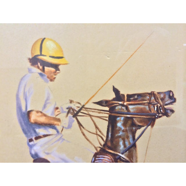 Classic watercolour of a polo player taking the reins signed (LR) Art Sz: 15"H X 10 3/8"W Frame Sz: 24 1/2"H x 19 1/2"W