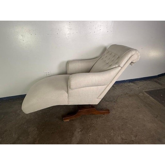 Victorian Style Adjustable Sherz Lounge Chair, Wood & Linen, France For Sale - Image 9 of 14