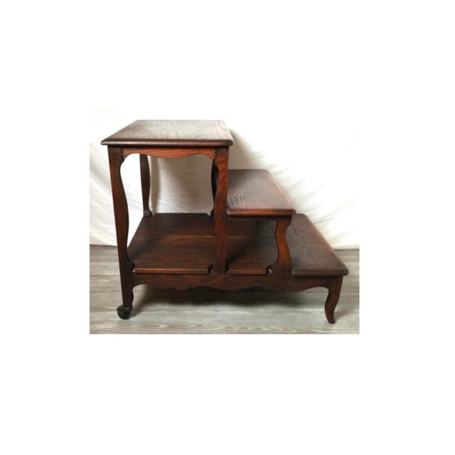 Early 20th Century Vintage Traditional 3 Tier Wooden Step Ladder Decorative Display, Side Table For Sale - Image 5 of 6