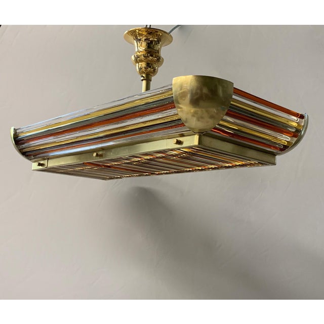 Art Deco Ceiling Light with Murano Brass Rods, 1940s For Sale - Image 6 of 10