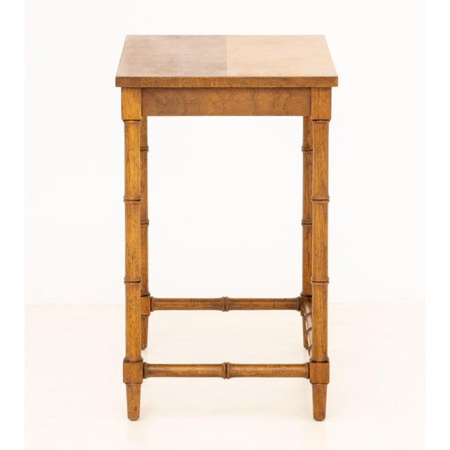 Modern Faux Bamboo Oak Side Table For Sale In New York - Image 6 of 7