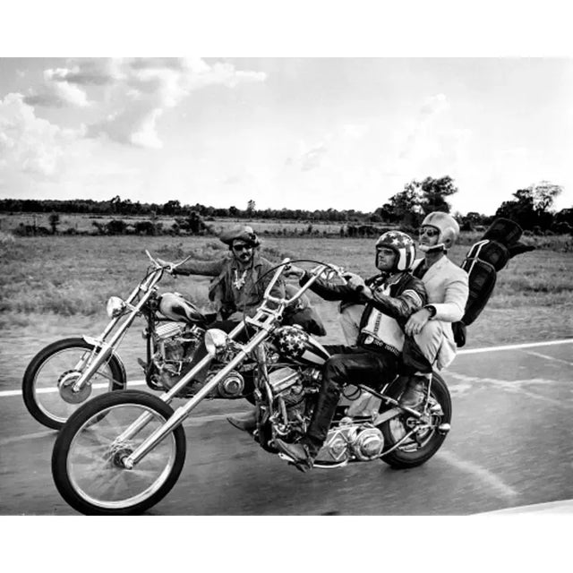 Easy Rider Bike Scene Archival Pigment Print Easy Rider 1969 film classical portrait riding on a motorcycle with a helmet....