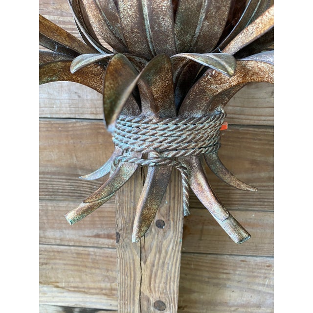 French Country Pineapple Tole Chandelier Wall Sconce Light For Sale - Image 3 of 12