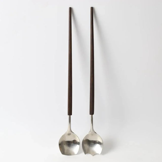 Brown Mid-Century Danish Salad Servers from Asni, 1960s, Set of 2 For Sale - Image 8 of 8