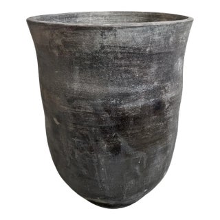 Sadie Black Earth Ware Vintage Pot Planter For Sale