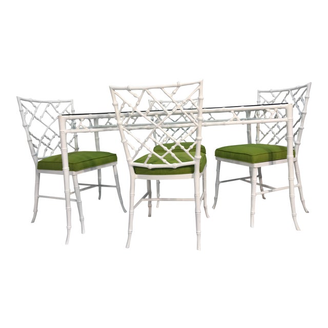 Faux Bamboo Patio Dining Set | Chairish