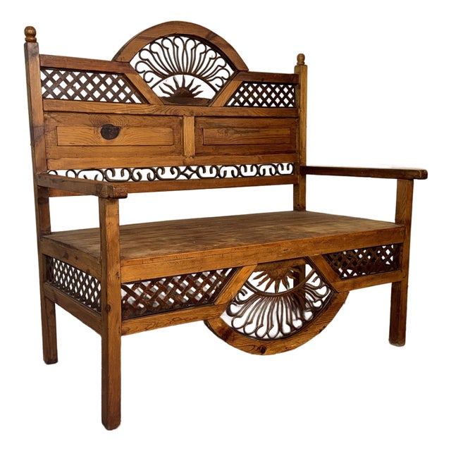 Mid 20th Century Large Spanish Colonial Style Bench For Sale