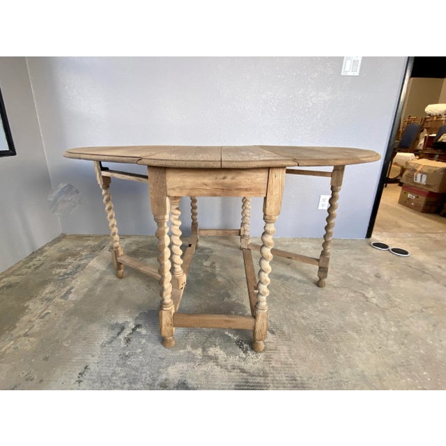 Antique French Bleached Oak Gate Leg Table For Sale - Image 10 of 10
