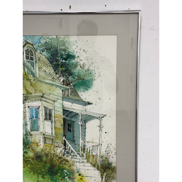 Marilyn Simandle Oldest House Framed Watercolor, Circa 1976 For Sale - Image 10 of 11