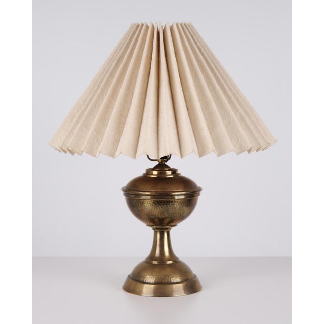 Metal Brass Lamp with White Shade, 1930s For Sale - Image 7 of 10