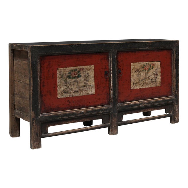 Antique Red and Black Painted Sideboard, 1890s For Sale