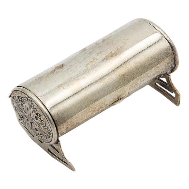 Plain Silver Tubular Toothpick Holder For Sale