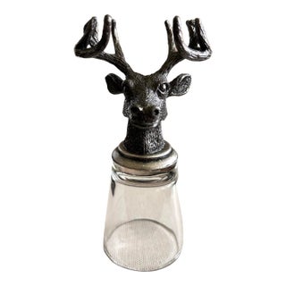 Vintage Pewter Stag Head Shot Glass For Sale