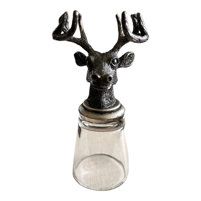 Vintage Pewter Stag Head Shot Glass For Sale