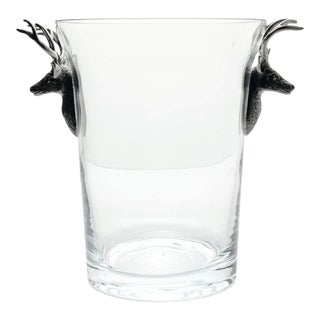 Vagabond House Antler Deer Head Stag Pewter & Glass Ice Champagne Bucket For Sale