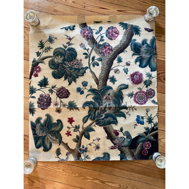 Unbelievably rare 19th (possibly 18th) century artist rendering of Jacobean flowers and birds. The colors and design of...