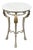 Italian Midcentury Steel Side Table with Circular White Marble Top and Hoof Feet For Sale
