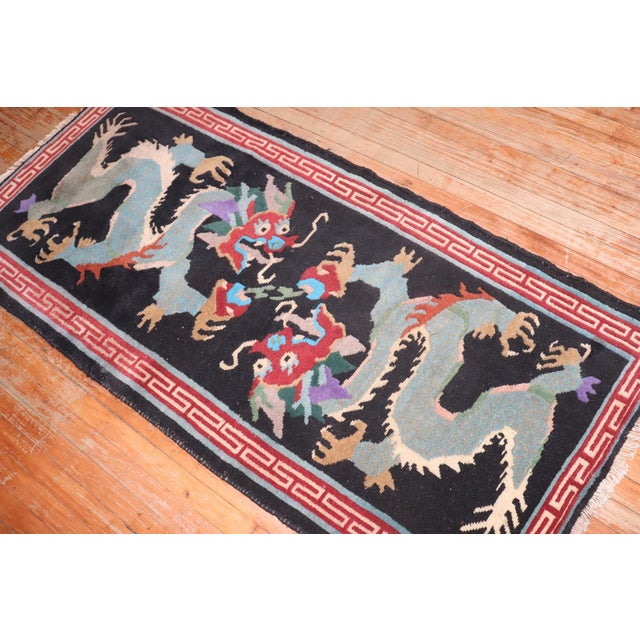 Vintage Dragon Tibetan Rug Rug - 3' x 6'3" For Sale - Image 4 of 5